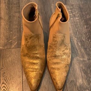 Free People- Gold Ankle Boots